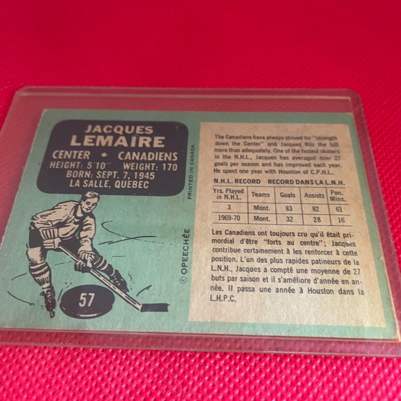 Jacques Lamare hockey card. - Picture 2 of 2